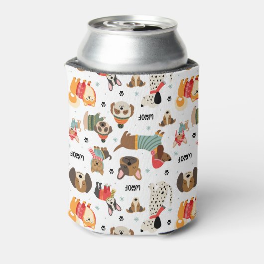 Feestelijke Honden In Vakantie Truien Patroon Blikjeskoeler (Blikje Achterkant)