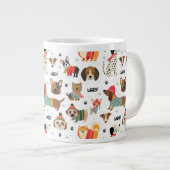 Feestelijke Honden In Vakantie Truien Patroon Grote Koffiekop (Voorkant rechts)