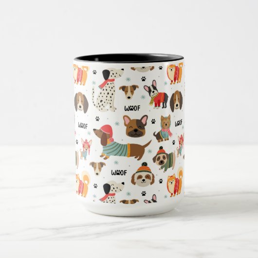 Feestelijke Honden In Vakantie Truien Patroon Mok (Midden)