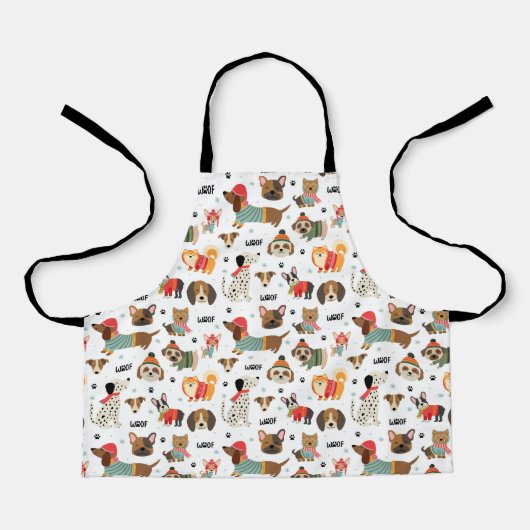 Feestelijke Honden In Vakantie Truien Patroon Schort (Voorkant)