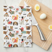 Feestelijke Honden In Vakantie Truien Patroon Theedoek (Quarter Fold)