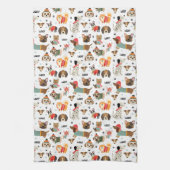 Feestelijke Honden In Vakantie Truien Patroon Theedoek (Verticaal)