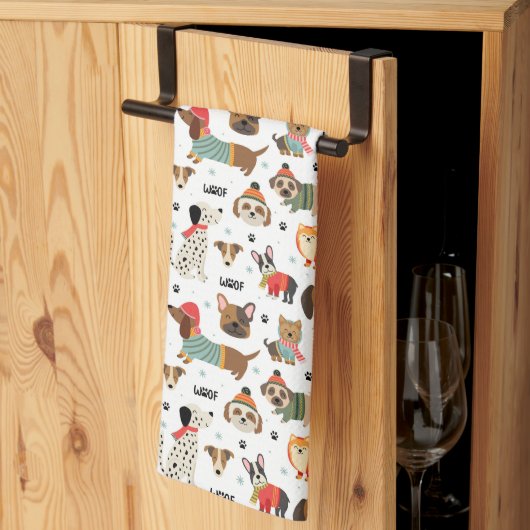 Feestelijke Honden In Vakantie Truien Patroon Theedoek (Derde Gevouwen)