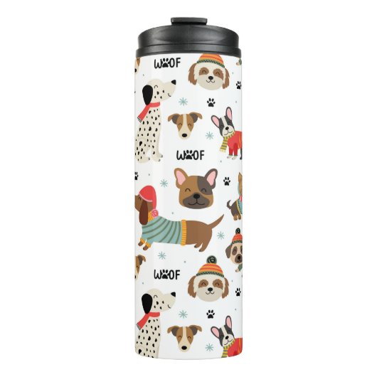 Feestelijke Honden In Vakantie Truien Patroon Thermosbeker (Voorkant)