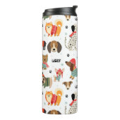Feestelijke Honden In Vakantie Truien Patroon Thermosbeker (Gedraaid links)