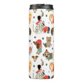 Feestelijke Honden In Vakantie Truien Patroon Thermosbeker (Achterkant)