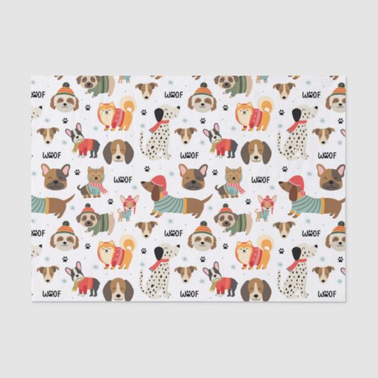 Feestelijke Honden In Vakantie Truien Patroon Tissuepapier (Voorkant)