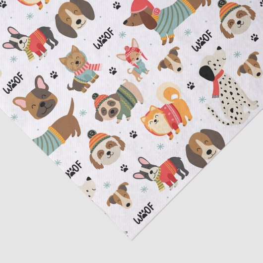 Feestelijke Honden In Vakantie Truien Patroon Tissuepapier (Detail)