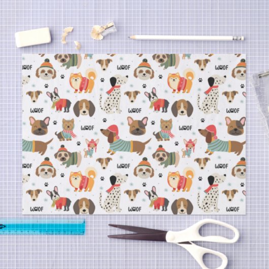 Feestelijke Honden In Vakantie Truien Patroon Tissuepapier (Craft)