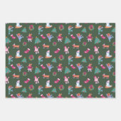 Feestelijke Honden Schaatsen Rood Groen Geel Kerst Inpakpapier Vel (Voorkant)