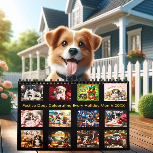 Feestelijke honden vieren elke feestmaand 20XX Kalender
