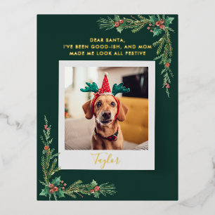 Feestelijke hondenfoto Custom Christmas Folie Feestdagen Briefkaart