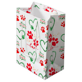Feestelijke HONDENPOOTAFDRUKKEN en LIEFDESHARTEN K Medium Cadeauzakje