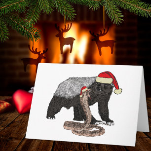 Feestelijke Honingdas Slang Funny Badass Kerstmis Kaart