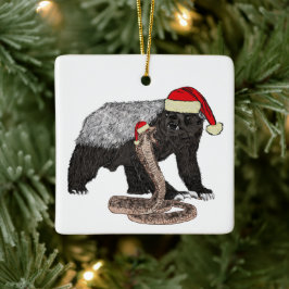 Feestelijke honingdas versus slang Funny badass Keramisch Ornament