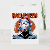 Feestelijke honkbal: Halloween ontmoet Kerstmis Folie Wenskaart (Voorkant)