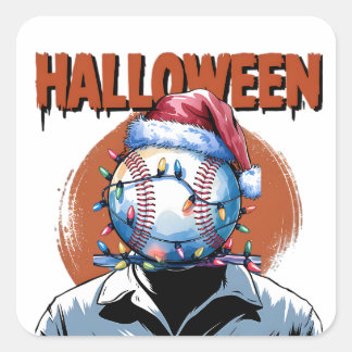 Feestelijke honkbal: Halloween ontmoet Kerstmis Vierkante Sticker