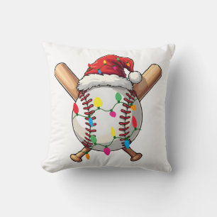 Feestelijke honkbal kerstman kersthoed & lichten s kussen