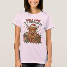 Feestelijke Hoogland Koe Kerst Viering T-shirt