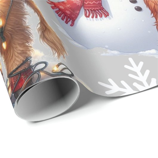 Feestelijke hoogland koe, kerstverlichting Boerder Cadeaupapier (Rol Hoek)