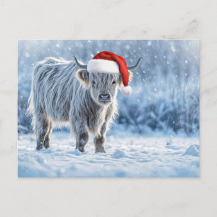 Feestelijke hooglandkalf in de sneeuw Schattig Briefkaart