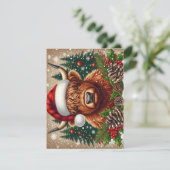 Feestelijke Hooglandkalf met Kerstmanhoed Feestdagenkaart (Staand voorkant)