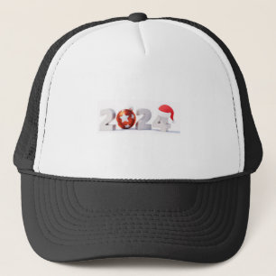 Feestelijke hoogtepunten jaar "2024" Wit en Zwart Trucker Pet