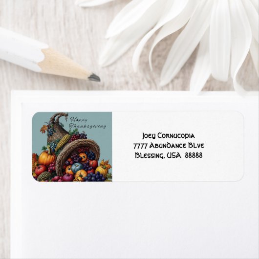 Feestelijke hoorn des overvloeds Thanksgiving labe Etiket (Insitu)