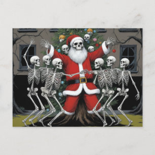 Feestelijke Horror Santa en de dansende Skeletten Briefkaart