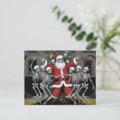 Feestelijke Horror Santa en de dansende Skeletten Briefkaart (Staand voorkant)