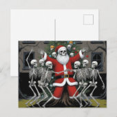 Feestelijke Horror Santa en de dansende Skeletten Briefkaart (Voorkant / Achterkant)
