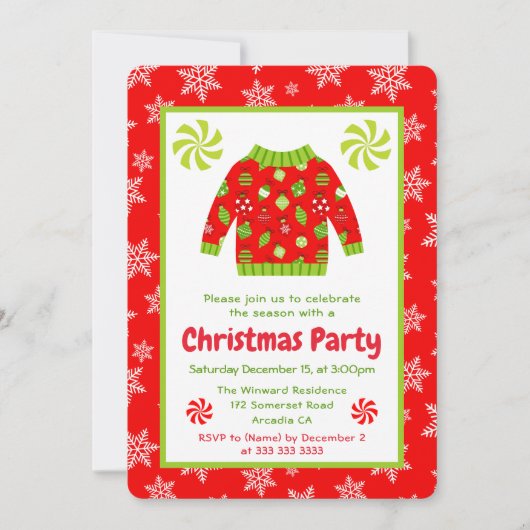 Feestelijke Horrorsweater Party Kaart (Voorkant)