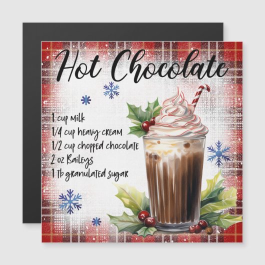 Feestelijke Hot Chocolate Magnetische Kaart (Voorkant / Achterkant)