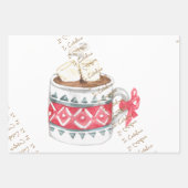 Feestelijke Hot Cocoa Mok 3-Pack Kerstcadeau Wrap Inpakpapier Vel (Voorkant)