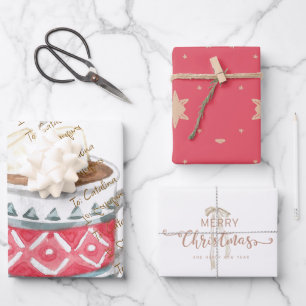 Feestelijke Hot Cocoa Mok 3-Pack Kerstcadeau Wrap Inpakpapier Vel