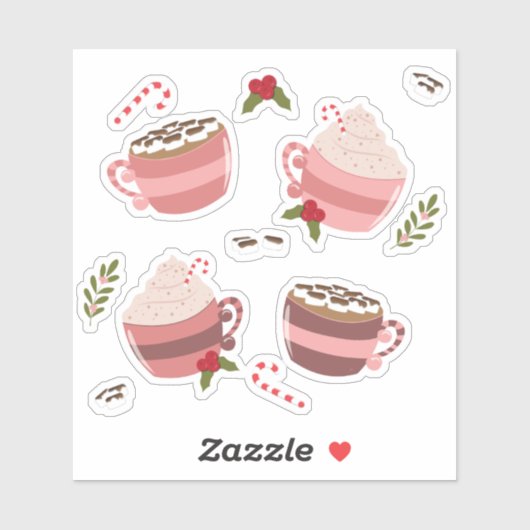 Feestelijke Hot Cocoa Mokken Doodle Sticker Pack (Vel)