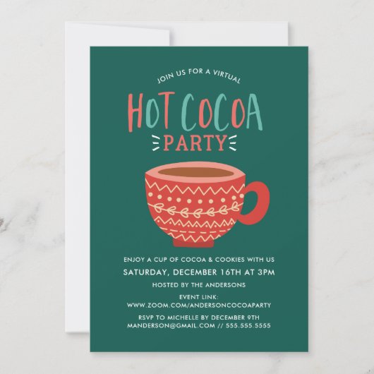 Feestelijke Hot Cocoa Virtual Holiday Party Kaart (Voorkant)