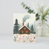 Feestelijke houten Cabin Kerstgroet Briefkaart (Staand voorkant)