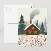 Feestelijke houten Cabin Kerstgroet Briefkaart (Voorkant / Achterkant)