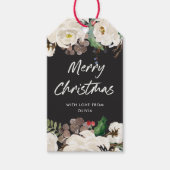 Feestelijke houtskool Bloemen | Vrolijk kerstfeest Cadeaulabel (Voorkant)