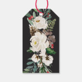 Feestelijke houtskool Bloemen | Vrolijk kerstfeest Cadeaulabel (Achterkant)