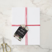 Feestelijke houtskool Bloemen | Vrolijk kerstfeest Cadeaulabel (Met Touw)