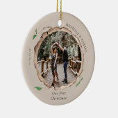 feestelijke houtsnipper eerste kerstjaar keramisch ornament (Rechts)