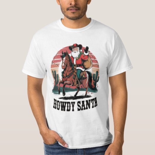 Feestelijke Howdy Santa Cowboy Style: Wild West Tw T-shirt (Voorkant)