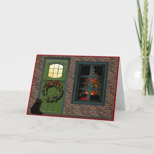 Feestelijke Huis Kerst Kaart (Voorkant)