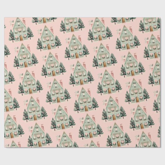 Feestelijke huizen inpakpapier (Vlak)