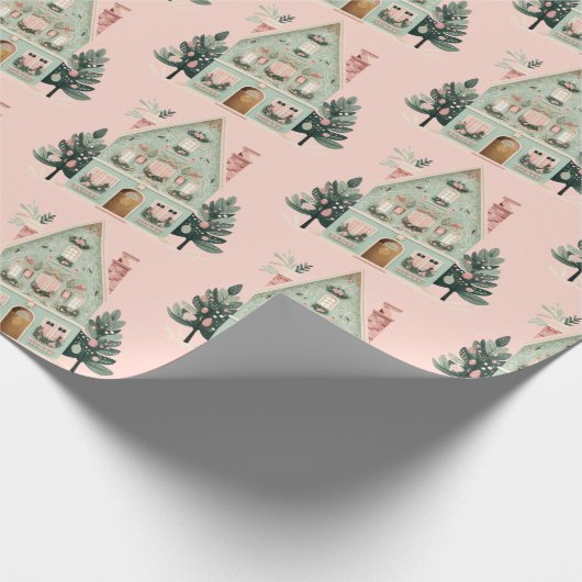 Feestelijke huizen inpakpapier (Hoek)