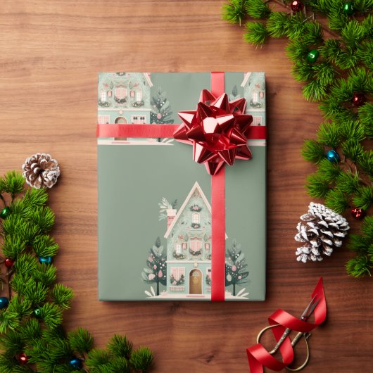 Feestelijke huizen inpakpapier (Feestdagen Geschenken)