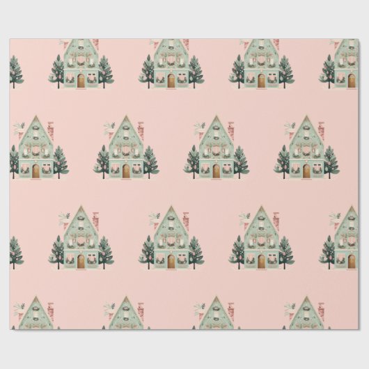 Feestelijke huizen inpakpapier (Vlak)