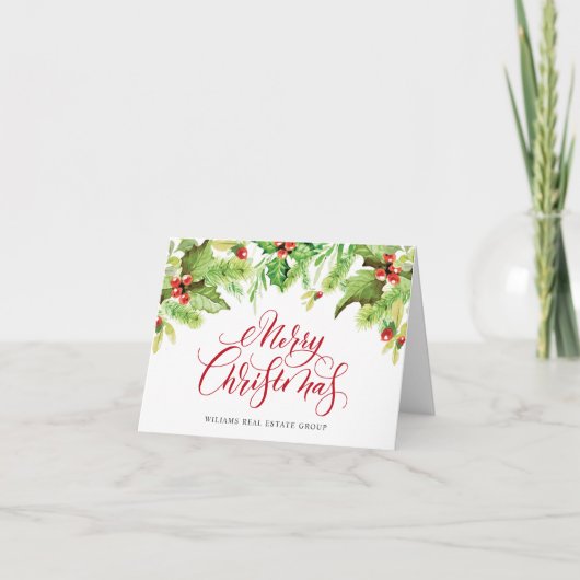 Feestelijke Hulst Bes Kerst Groet H Feestdagen Kaart (Voorkant)